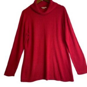 ALLISON DALEY WOMENS RED COWL NECK KNIT LONG SLEEVE TOP SIZE 1X